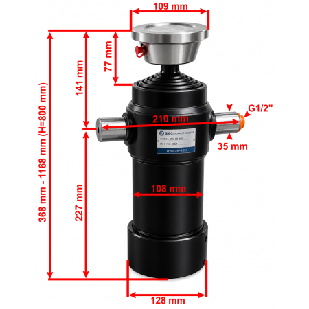 SIŁOWNIK TELESKOPOWY HYDRAULICZNY WYWROTU 7t ST-4 800 mm +WSPORNIKI KOŁYSKA